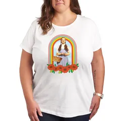 アニメキャラクター レディース トップス Tシャツ プラスサイズ グラフィック Licensed Character Plus Wizard of Oz Dorothy Rainbow Graphic Tee White ホワイト