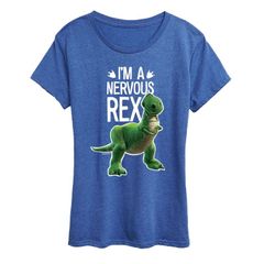 디즈니 픽사 레이디스 탑스 T셔츠 그래픽 Disney Pixars Toy Story Womens Nervous Rex Graphic Tee Heatheroyal Blue 헤더