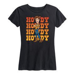 디즈니 픽사 레이디스 탑스 T셔츠 그래픽 Disney Pixars Toy Story Woody Womens Howdy Graphic Tee Black 블랙