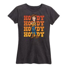 디즈니 픽사 레이디스 탑스 T셔츠 그래픽 Disney Pixars Toy Story Woody Womens Howdy Graphic Tee Heather Charcoal 차콜