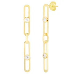 Sunkissed Sterling レディース アクセサリー ピアス・イヤリング Sunkissed Sterling 14k Gold Over Silver Cubic Zirconia Link Drop Earrings Gold Tone ゴールド
