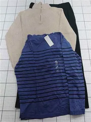 ◇ Θ ユニクロ UNIQLO ウォッシュボーダーT 長袖 Lサイズ ブルー系 メンズ E  【1602240008373】