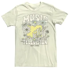 アニメキャラクター レディース トップス Tシャツ ロゴ Licensed Character Juniors MTV EST 1981 Flowers Logo Tee Natural