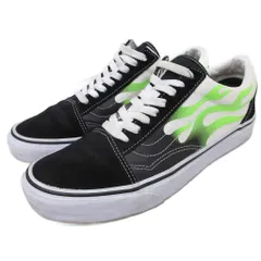 バンズ VANS オールドスクール OLD SCHOOL スニーカー ローカット シューズ ファイヤーパターン 27cm 黒 ブラック 白 ホワイト 緑 グリーン 507698