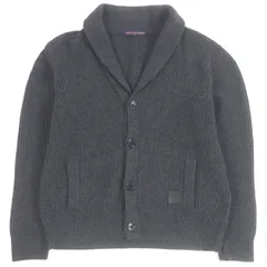 極美品□LOUIS VUITTON ルイヴィトン 25SS カシミヤ混 ショールカラー ロゴレザーパッチ ニットカーディガン グレー L イタリア製 正規品 メンズのサムネイル