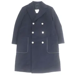 未使用品□HERMES エルメス 19AW カシミヤ100％ ランウェイ着用 ドラゴンボタン 一部ラムレザー使用 ダブルブレスト チェスターコート マリン 52 イタリア製 メンズのサムネイル