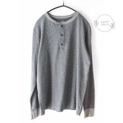 古着　GU ジーユー　ヘンリーネック　長袖　シャツ　Tシャツ　ワッフル　ニット　薄手　Mサイズ　メンズ　カジュアル　シンプル　トップス　春夏秋