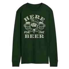 アニメキャラクター メンズ トップス Tシャツ グラフィック Licensed Character Mens Here For The Beer Distressed Long Sleeve Graphic Tee Forest Green グリーン