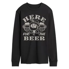 アニメキャラクター メンズ トップス Tシャツ グラフィック Licensed Character Mens Here For The Beer Distressed Long Sleeve Graphic Tee Black ブラック