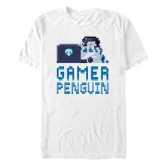 アニメキャラクター メンズ トップス Tシャツ グラフィック Licensed Character Mens Gamer Penguin Graphic Tee White ホワイト
