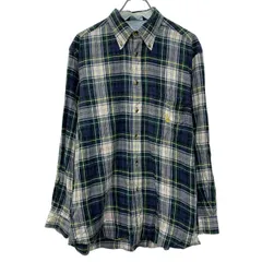 90s nautica 長袖 チェックシャツ M グリーン ノーティカ ボタンダウン 90年代 チェック柄 胸ポケット カジュアル 春物 a803-5730