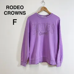 RODEO CROWNS 90 LOGOスウェットトップス パープル スウェット トレーナー 裏毛スウェット カジュアル ストリート オーバーサイズ F