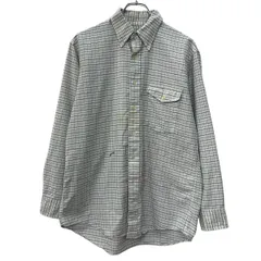 90s USA製 L.L.Bean 長袖 チェックシャツ M～ ホワイト エルエルビーン ボタンダウン ボタン 90年代 チェック柄 春秋物 a803-5767のサムネイル