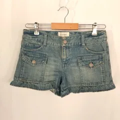 M1-02629【Women】JILLSTUART(ジルスチュアート) デニム ショートパンツ (24:XS相当) / 青 表、右側裾フリル部分にシミ有 全体的にスレ有 K-春秋