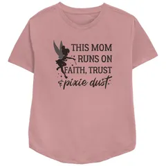 ディズニー レディース トップス Tシャツ リラックスフィット グラフィック Disney Tinker Bell Womens This Mom Runs On Faith Trust And Pixie Dust Relaxed Fit Graphic T