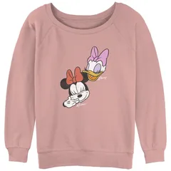 ディズニー レディース トップス Tシャツ パイル グラフィック Disneys Minnie Mouse Andaisy Laughing Juniors Graphic Slouchy Terry Desert Pink ピンク