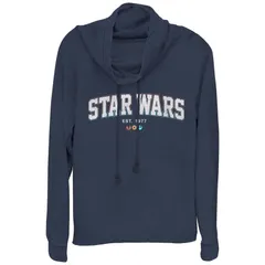 アニメキャラクター レディース トップス Tシャツ グラフィック Licensed Character Juniors Star Wars Est 1977 Cowlneck Graphic Lightweight Long Sleeve Navy ネイビー