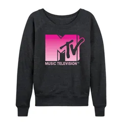 アニメキャラクター レディース トップス Tシャツ パイル ロゴ Licensed Character Womens MTV Logo French Terry Long Sleeve Tee Heather Charcoal チャコール