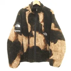 ザノースフェイス THE NORTH FACE × シュプリーム Supreme NA52100I 21AW Bleached Denim Print Fleece Jacket "Black" フリース ジャケット L 黒 ブラウンのサムネイル