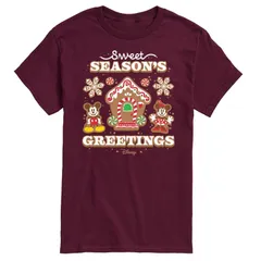 ディズニー メンズ トップス Tシャツ グラフィック Disneys Mickey Minnie Mouse Mensweet Seasons Greetings Graphic Tee Red レッド