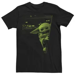 アニメキャラクター メンズ トップス Tシャツ グラフィック Licensed Character Menstar Wars The Mandalorian Grogu Peeking Out Graphic Tee Black ブラック