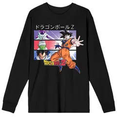 アニメキャラクター メンズ トップス Tシャツ Licensed Character Mens Dragon Ball Z Anime Collage Long Sleeve Tee Black ブラック
