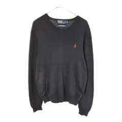 Polo by Ralph Lauren ポロ ラルフローレン Vネック コットンニットセーター ネイビー(メンズ M)中古 古着 X4928