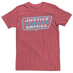 애니메이션 캐릭터 맨즈 탑스 T셔츠 로고 Licensed Character Mens DComics Justice League Of America Text Poster Logo Tee Red Heather 헤더