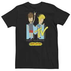 アニメキャラクター メンズ トップス Tシャツ Licensed Character Mens MTV Beavis And ButtHead Banging Short Sleeve Tee Black ブラック