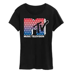 アニメキャラクター レディース トップス Tシャツ グラフィック Licensed Character Womens MTV Stars Red White Blue Graphic Tee Black ブラック