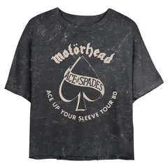 アニメキャラクター レディース トップス Tシャツ クロップド グラフィック Licensed Character Juniors Motorhead Ace Of Spades Ace Up Your Sleeve Tour 80 Cropped Graph