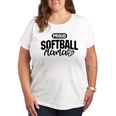 アニメキャラクター レディース トップス Tシャツ プラスサイズ グラフィック Licensed Character Plusize Proud Softball Mama Graphic Tee White ホワイト