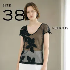 【極美品】GIVENCHYジバンシー 90s 4Gロゴ ボタニカルフラワー刺繍シアープルオーバー 38(M) 黒ブラック 【古着】【中古】【送料無料】