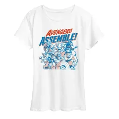マーベル レディース トップス Tシャツ グラフィック Womens Marvel Avengers Assemble Group Graphic Tee White ホワイト