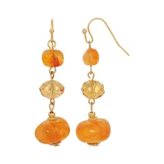 1928 レディース アクセサリー ピアス・イヤリング 1928 Gold Tone Topaz Color Triple Bead Earrings Beige ベージュ