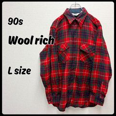 90sウールリッチ白黒バッファローチェックネルシャツWOOLRICHブロックL