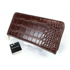 未使用 ALTROSE No.9 クロコダイル型押し 長財布 ラウンドファスナー ブラウン系 アルトローズ レディース タグ付き