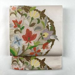 BY6788 辻が花 袋帯 正絹 六通 訪問着 色無地 付下 オレンジピンク 