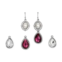1928 レディース アクセサリー ピアス・イヤリング 1928 Silver Tone Purple Simulated Pearl Interchangeablearrings Boxed Set Purple パープル