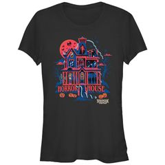 애니메이션 캐릭터 레이디스 탑스 T셔츠 그래픽 Licensed Character Juniors Stranger Things Horror House Fitted Graphic Tee Black 블랙