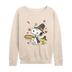アニメキャラクター レディース トップス Tシャツ Licensed Character Womens Peanutsnoopy Woodstock Thanksgiving Pullover Beige ベージュ