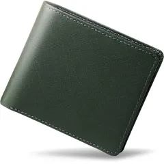 【新品】 [東京下町工房] 財布 メンズ 2つ折り【至高の日本製】 大容量 二つ折り サフィアーノレザー カード メンズ たつのレザー 国内生産 父の日 (グリーン) 0