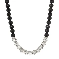 1928 レディース アクセサリー ネックレス・チョーカー・ペンダントトップ レース 1928 Silver Tone Crystal Glass Black Bead Necklace White ホワイト