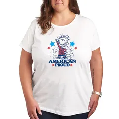 アニメキャラクター レディース トップス Tシャツ プラスサイズ グラフィック Licensed Character Plus Peanuts PigPen American Proud Graphic Tee White ホワイト