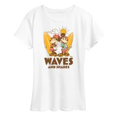 ディズニー レディース トップス Tシャツ グラフィック Disneys Mickey Minnie Mouse Womens Waves and Shades Graphic Tee White ホワイト