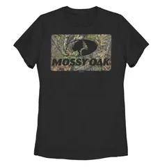 アニメキャラクター レディース トップス Tシャツ グラフィック Licensed Character Juniors Mossy Oak Forest Camouflage Graphic Tee Black ブラック