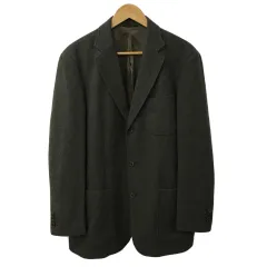 ヘンリーコットンズ HENRY COTTON'S ジャケット テーラード シングル ミドル丈 ウール 長袖 48 茶 グレー ブラウンのサムネイル