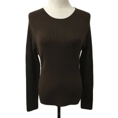 ユニクロ UNIQLO :C セーター ニット プルオーバー ラウンドネック リブ 無地 長袖 M 茶 ブラウン