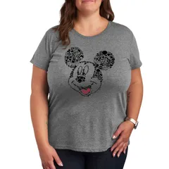 ディズニー レディース トップス Tシャツ プラスサイズ グラフィック Disneys Mickey Mouse Plus Iconic Fill Graphic Tee Heather Gray グレー