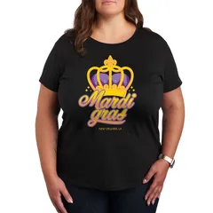 アニメキャラクター レディース トップス Tシャツ プラスサイズ グラフィック Licensed Character Plusize Mardi Crown Graphic Tee Black ブラック